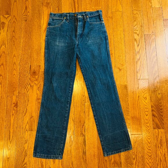 Vintage Wrangler Jeans Mens 33 x34 USA 70s Blue Medium Wash Denim Cowboy Cut - Picture 1 of 16